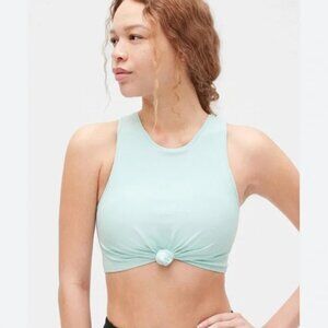 Gap Fit Blackout Ribbed Tie Cropped Top Sports Bra Light Blue EUC Women's Small